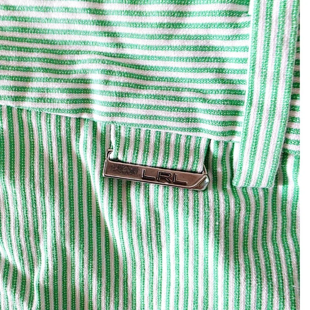 Ralph Lauren Lauren Active 18 Green White Seersucker Striped Shorts NWOT